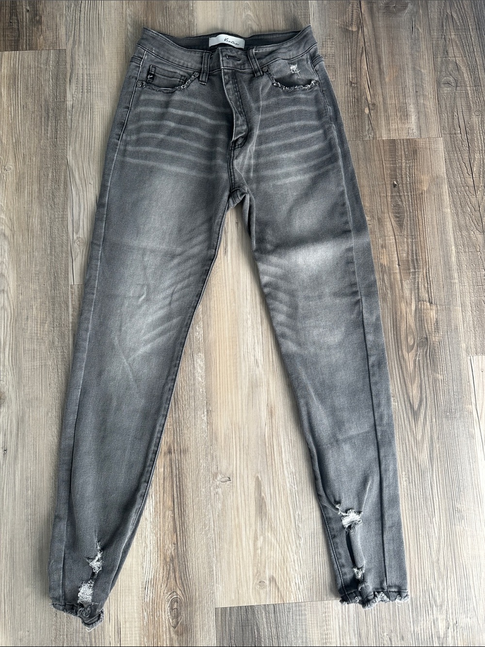 KanCan Women's Charcoal Distressed Skinny Jeans